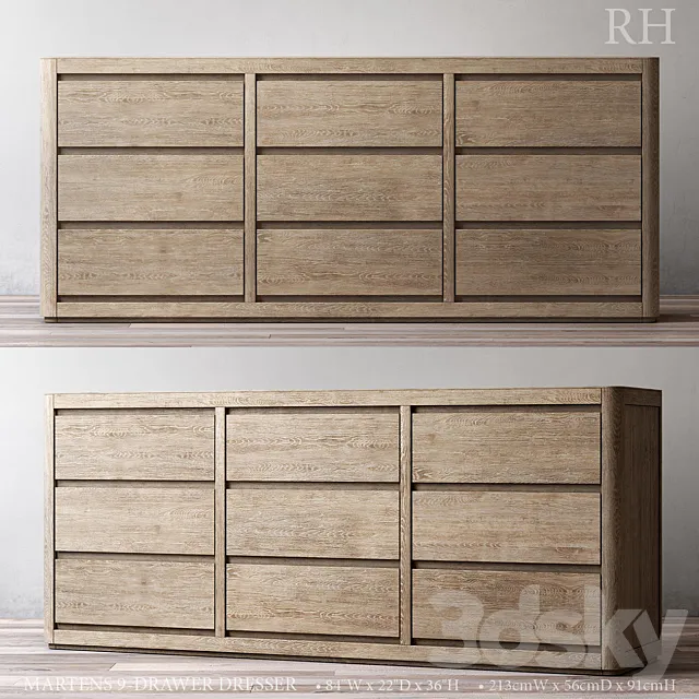 MARTENS 9-DRAWER DRESSER 3D Model MARTENS 9-DRAWER DRESSER 3D Model