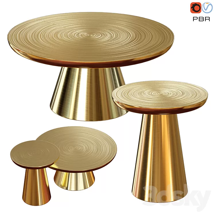 Martini Collection Gold coffe table 3D Model Martini Collection Gold coffe table 3D Model
