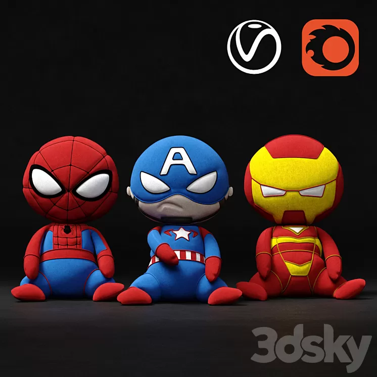 Marvel soft toys superheroes 3D Model Marvel soft toys superheroes 3D Model