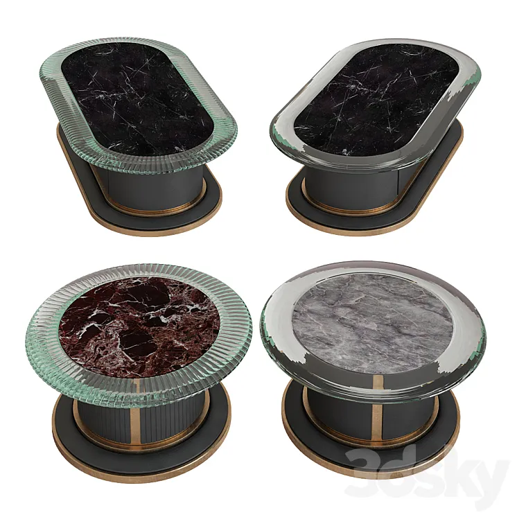 Mascheroni DAYTONA and COLOMBO leather coffee table 3D Model Free Download