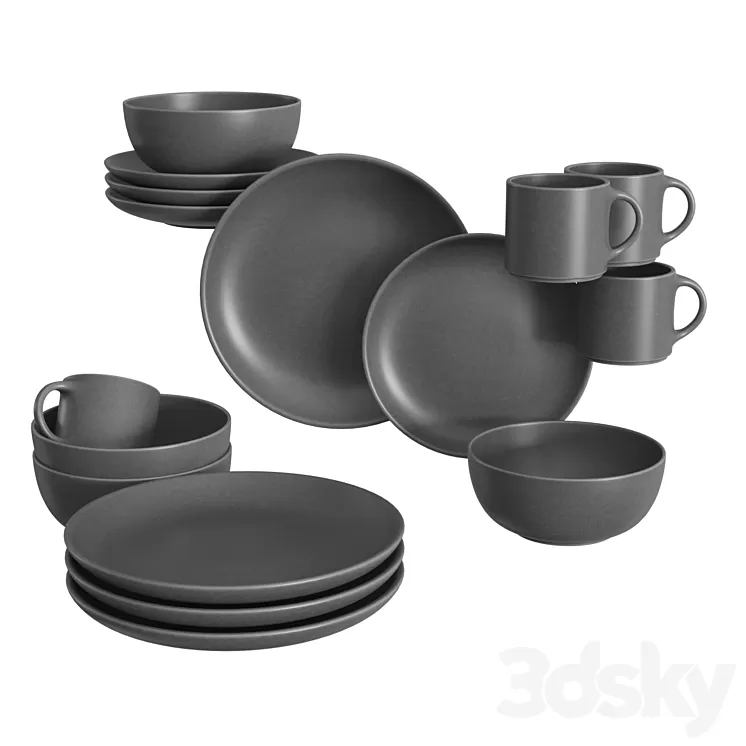 Mason 16-Piece Dinnerware Set 3D Model