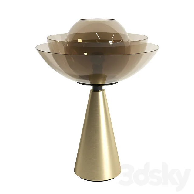 Mason Editions LOTUS matte gold table lamp 3D Model Mason Editions LOTUS matte gold table lamp 3D Model