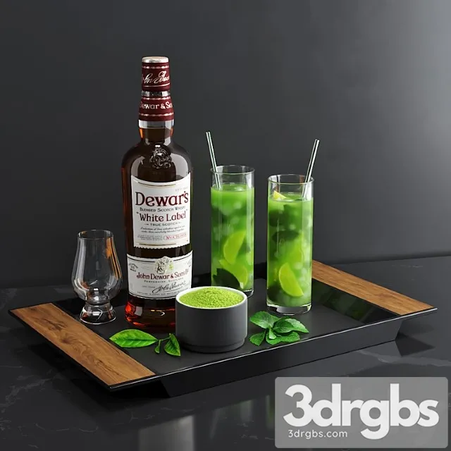 Matcha cocktail set 3D Model Download