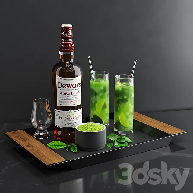 Matcha cocktail set 3D Model