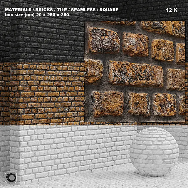 Material (seamless) – brick tile set 4 3D Model