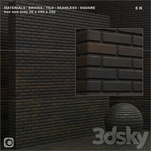 Material (seamless) – brick tile set 5 3D Model