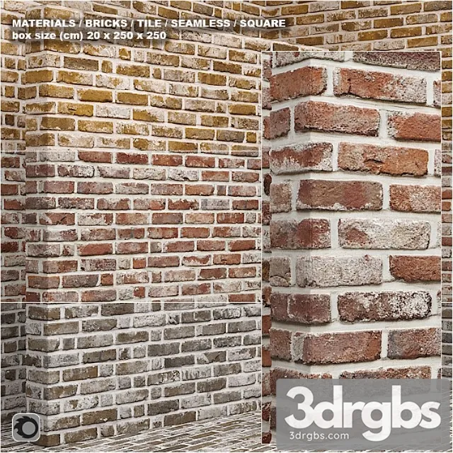 Material (seamless) – brick tile set 9 3D Model Download
