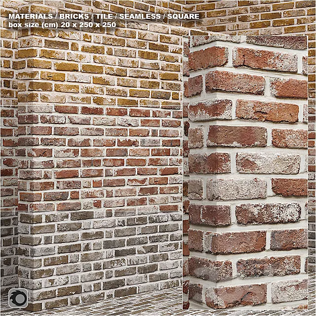 Material (seamless) – brick tile set 9 3D Model