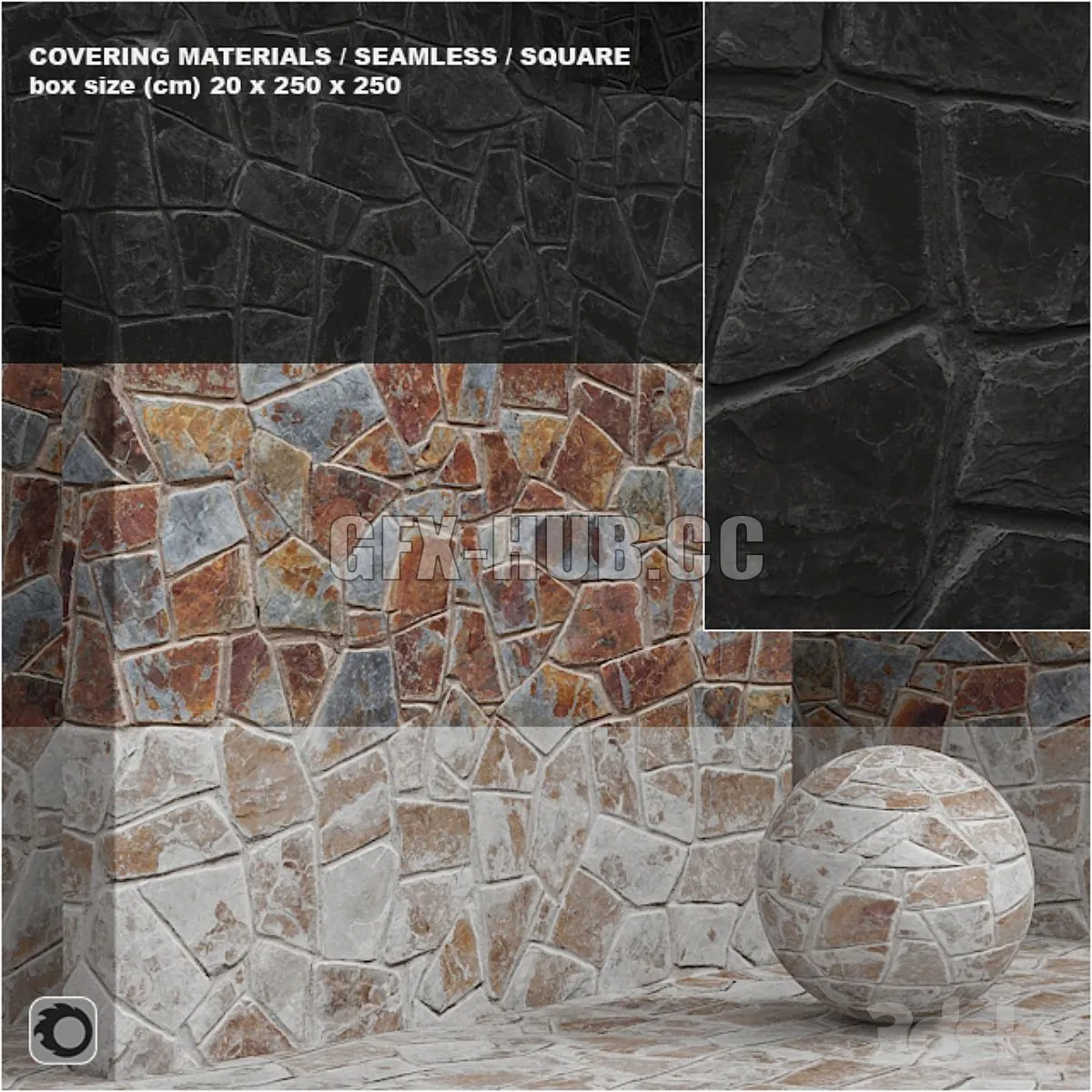 Material (seamless) – stone masonry set 11 3D Model