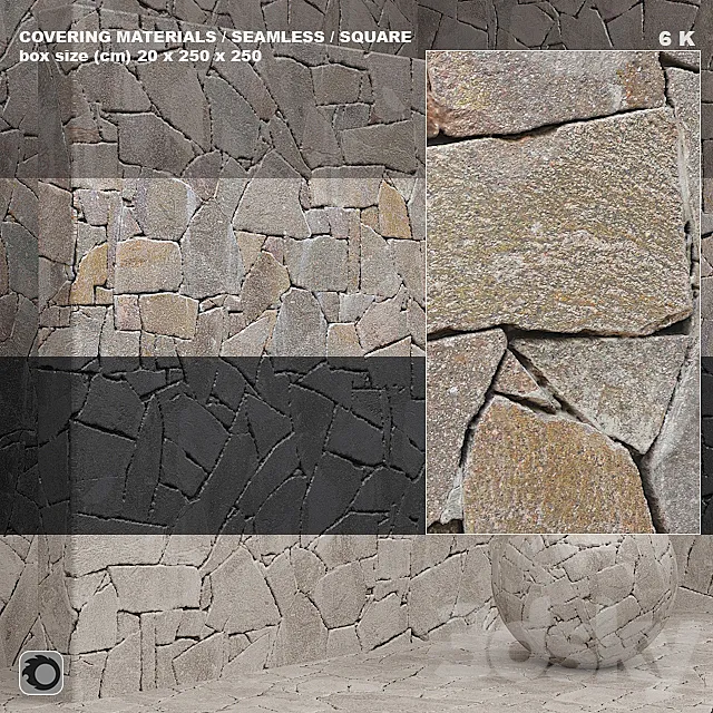 Material (seamless) – stone panel set 84 3D Model