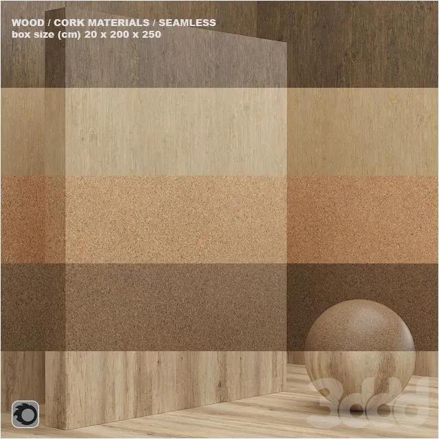 Material wood cork (seamless) – set 12 3D Model