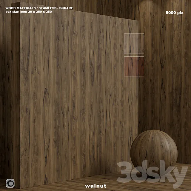 Material wood (seamless) walnut – set 111 3D Model