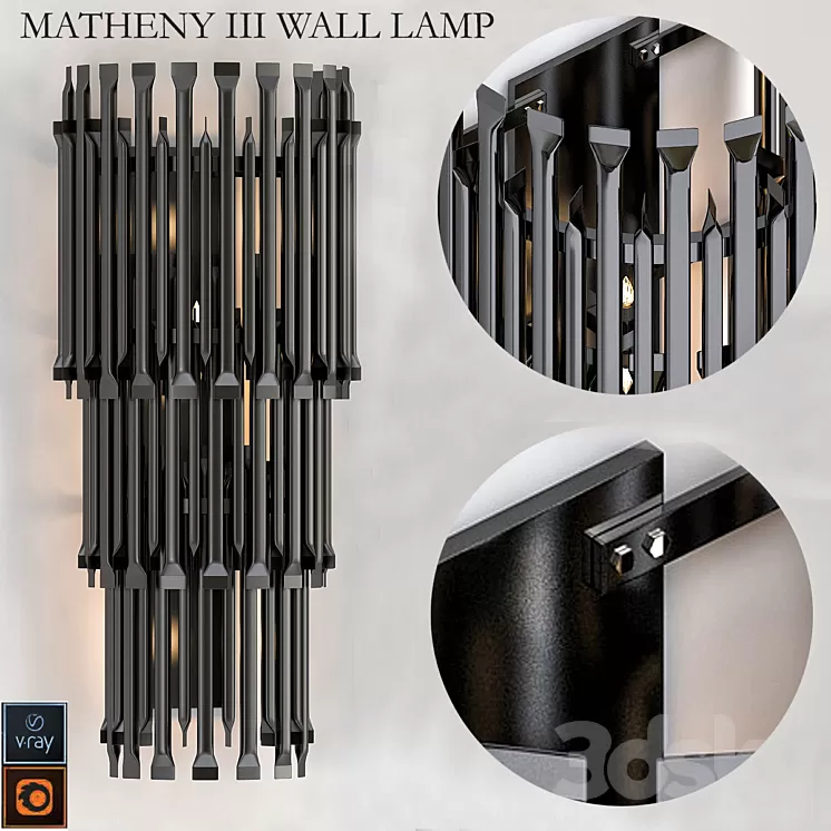 MATHENY III WALL LAMP by DELIGHTFULL Black 3D Model MATHENY III WALL LAMP by DELIGHTFULL Black 3D Model