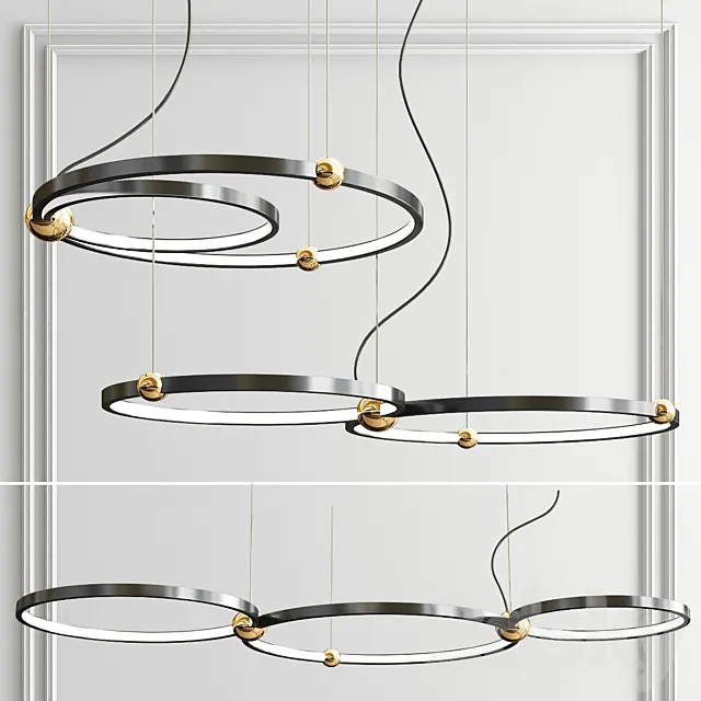 Mating rings chandelier 3D Model