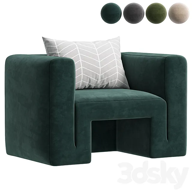 Matra Deep Teal Velvet Lounge Armchair By CB2 3D Model Matra Deep Teal Velvet Lounge Armchair By CB2 3D Model