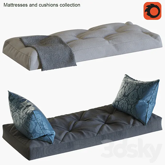 Mattresses and cushions collection # 1 3D Model Mattresses and cushions collection # 1 3D Model