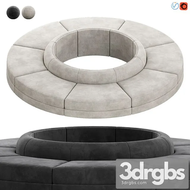 Maura Modular Convex Circle Sectional Sofa 3D Model Download