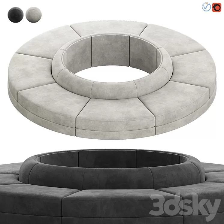 Maura Modular Convex Circle Sectional Sofa 3D Model