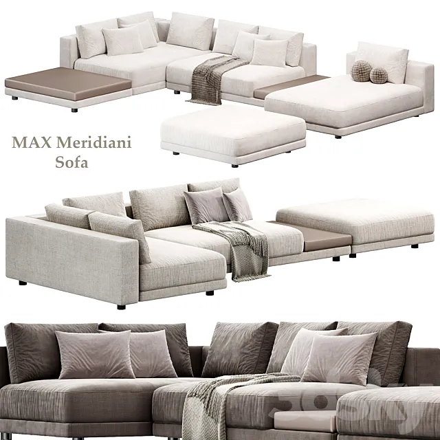 MAX Sectional Modular Fabric Sofa by Meridiani 3D Model MAX Sectional Modular Fabric Sofa by Meridiani 3D Model