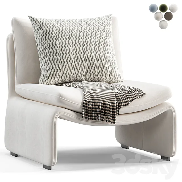 Maya White Faux Sheepskin Bouble Accent Chair 3D Model