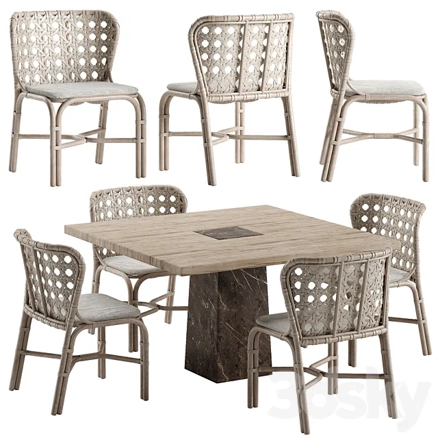 Mcguire Exalt chair Querini table set 3DModel