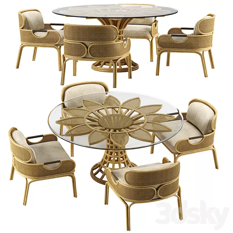 Mcguire Sunflower dining set 3D Model