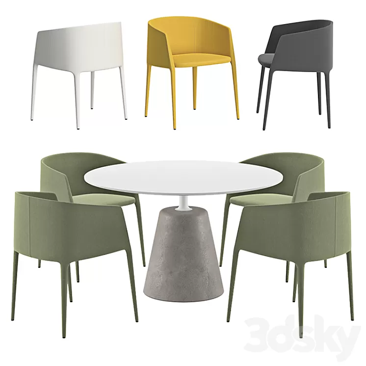 MDF Italia – Achille Armchair And Rock Table 3D Model