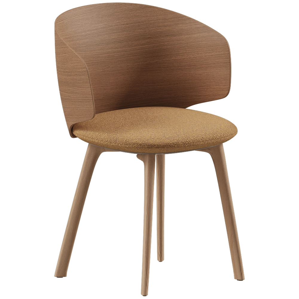 MDF Italia – Armchair Universal Collection 4 legged oak base 3D Model