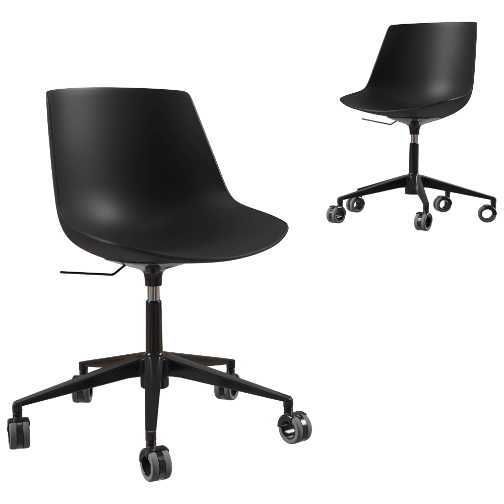 MDF Italia – Chair Flow height adjustable 5 point star base on castors 3D Model