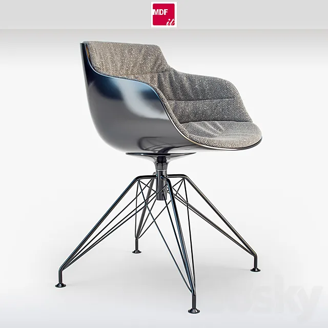MDF italia chair Flow SLIM Padded Lem Base 3DModel