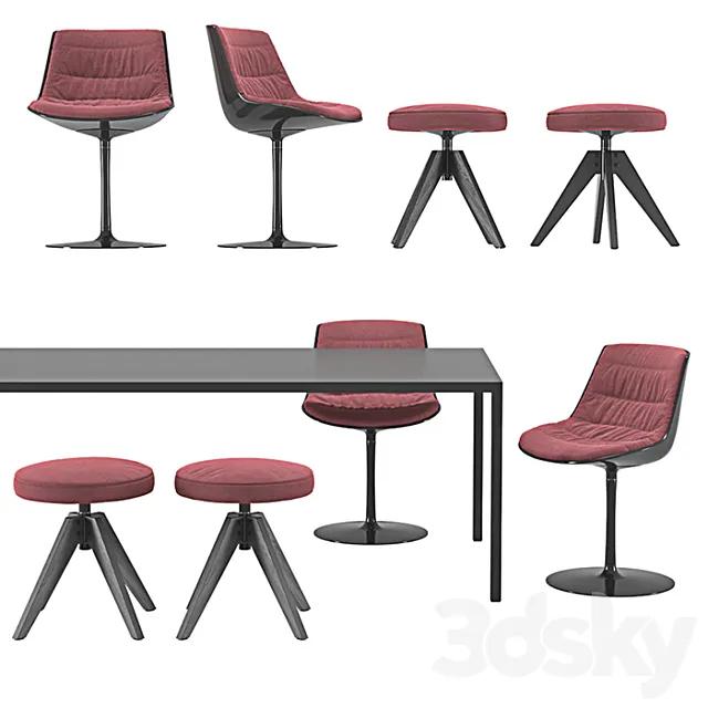 MDF Italia – Flow Chairs and Tense Table 3D Model