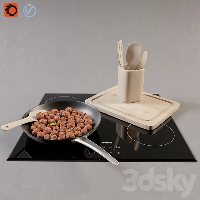 meatballs in a pan 3D Model