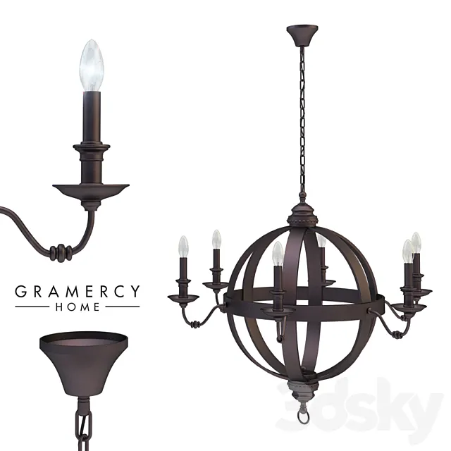 Medieval metal orb chandelier Gramercy home 3D Model Medieval metal orb chandelier Gramercy home 3D Model