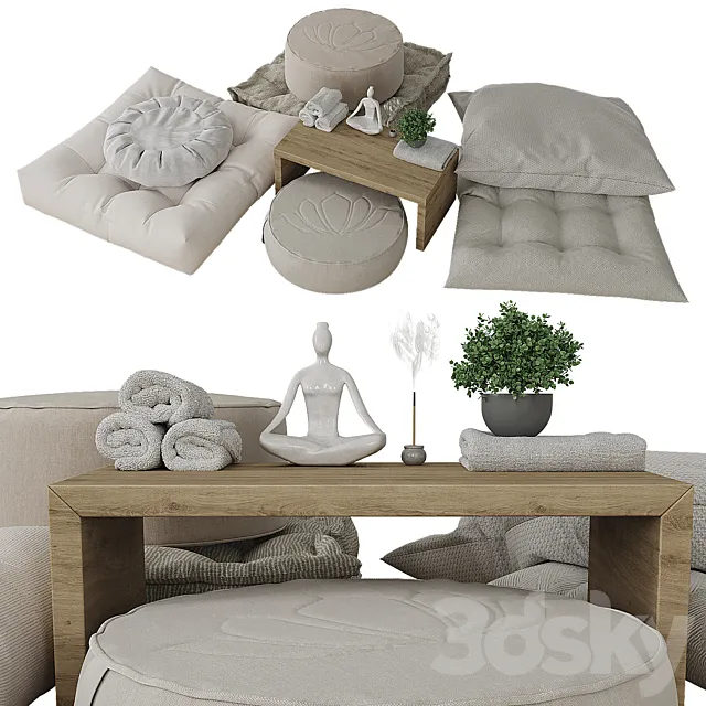 Meditation Cushion Collection 3D Model