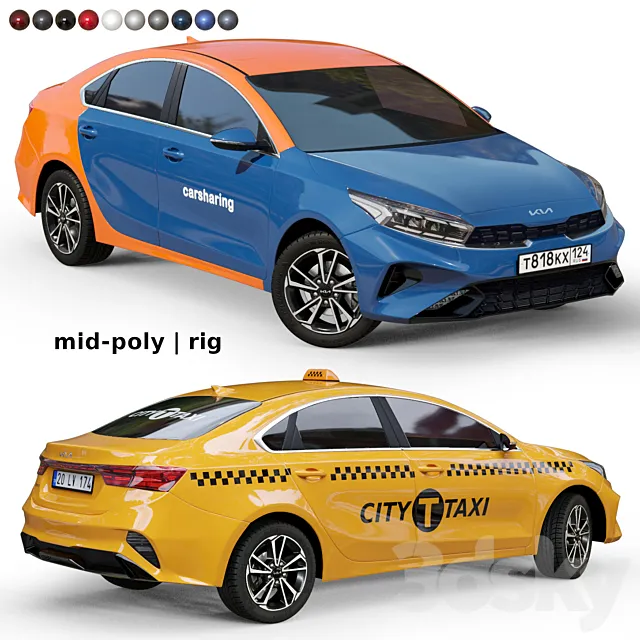 Medium polygonal car Kia Cerato 2022 3D Model