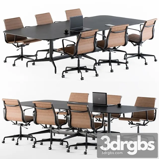 Meeting table with office chair 2 3D Model Download