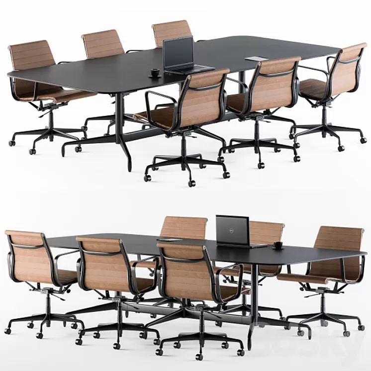 Meeting Table with office chair 3D Model Free Download