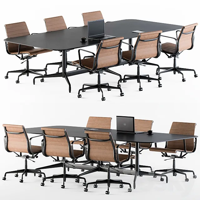 Meeting Table with office chair 3D Model