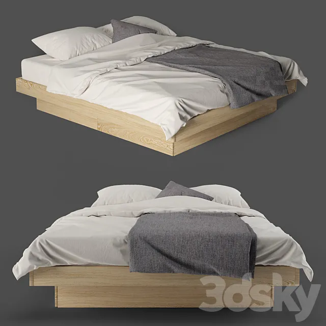 Meiko Super King Size Platform Bed with Drawers 3DModel