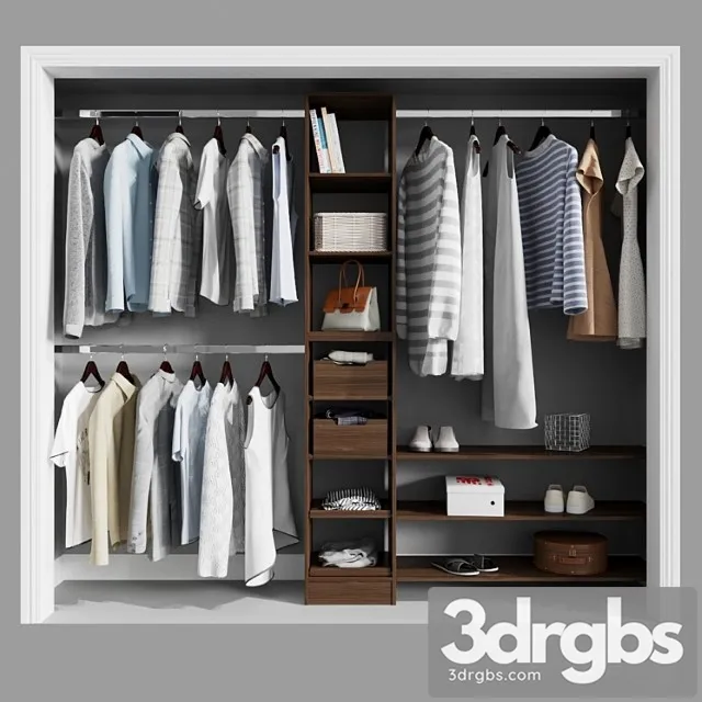 Melamine reach-in closet kit in mocha 3D Model Download