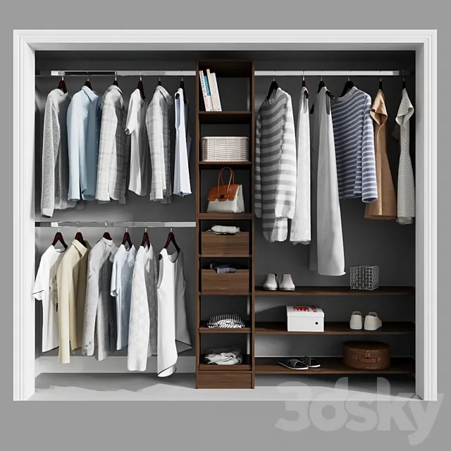 Melamine Reach-In Closet Kit in Mocha 3D Model
