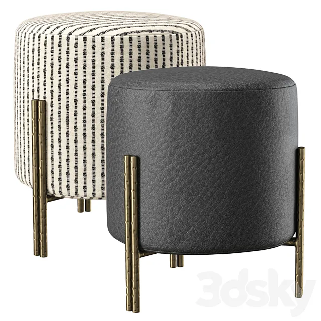 Melange foot stool by Kelly Wearstler _ Round leather ottoman 3DModel Melange foot stool by Kelly Wearstler _ Round leather ottoman 3DModel