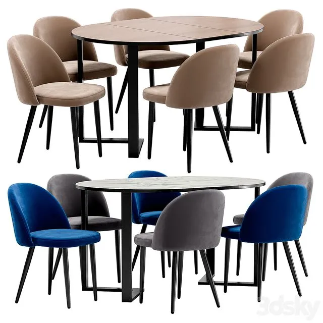 Melody dining chair and Sheffilton table 3D Model Melody dining chair and Sheffilton table 3D Model