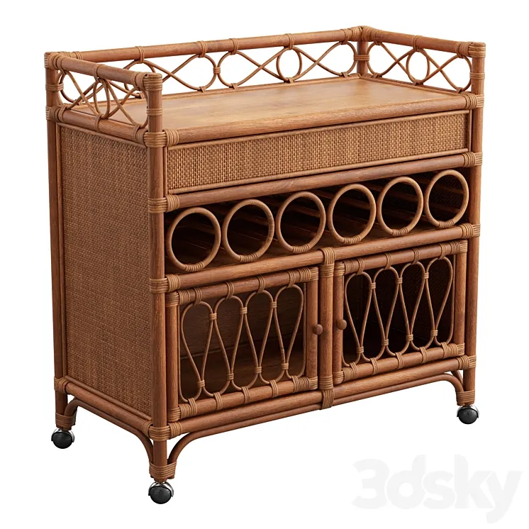 Melody Rattan Bar Cart 3D Model Free Download Melody Rattan Bar Cart 3D Model Free Download
