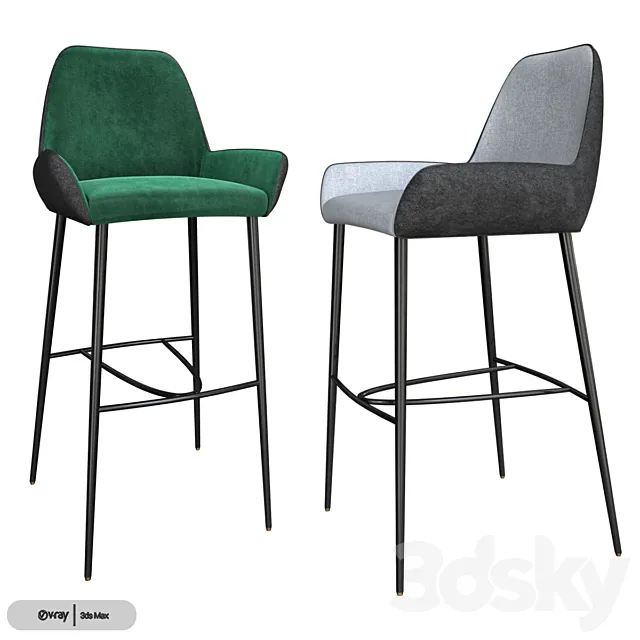 Melody Stool Pink and Black 3DModel