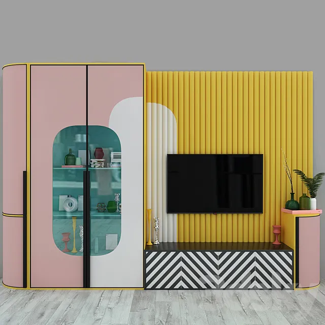 Memphis style TV area 3D Model Memphis style TV area 3D Model