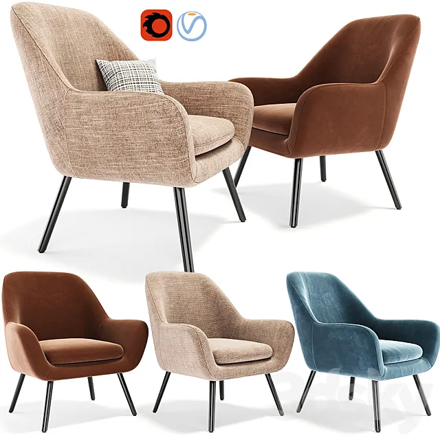 Memphis Velvet Armchair 02 3DModel Memphis Velvet Armchair 02 3DModel