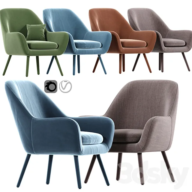 Memphis Velvet Armchair 03 3DModel