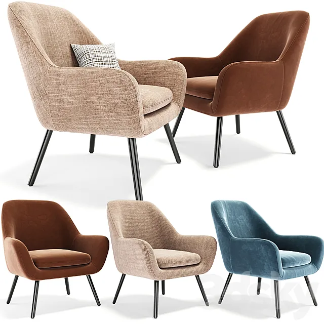 Memphis Velvet Armchair 3D Model