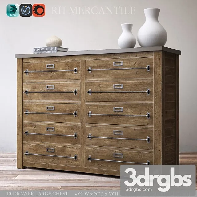 Mercantile 10 Drawer Large Chest 3D Model Download